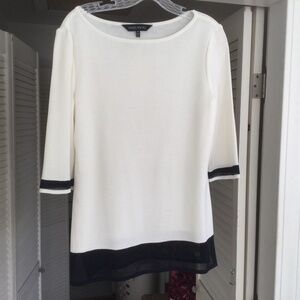Ming Wang White and Black Knit Top S